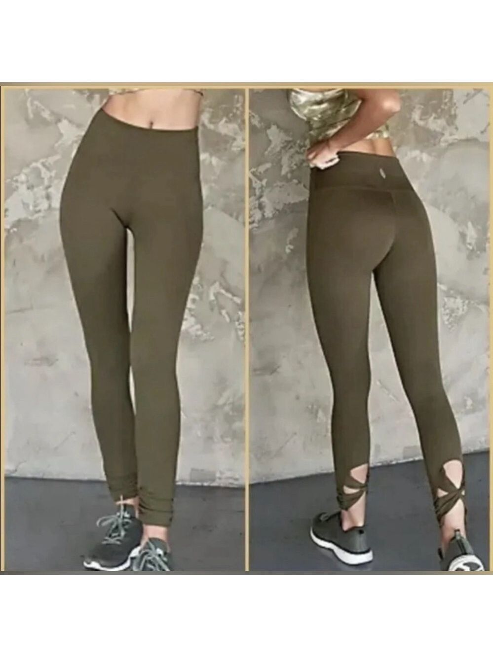 FREE PEOPLE MOVEMENT GEMINI LEGGINGS IN OLIVE GREEN. SIZE S
